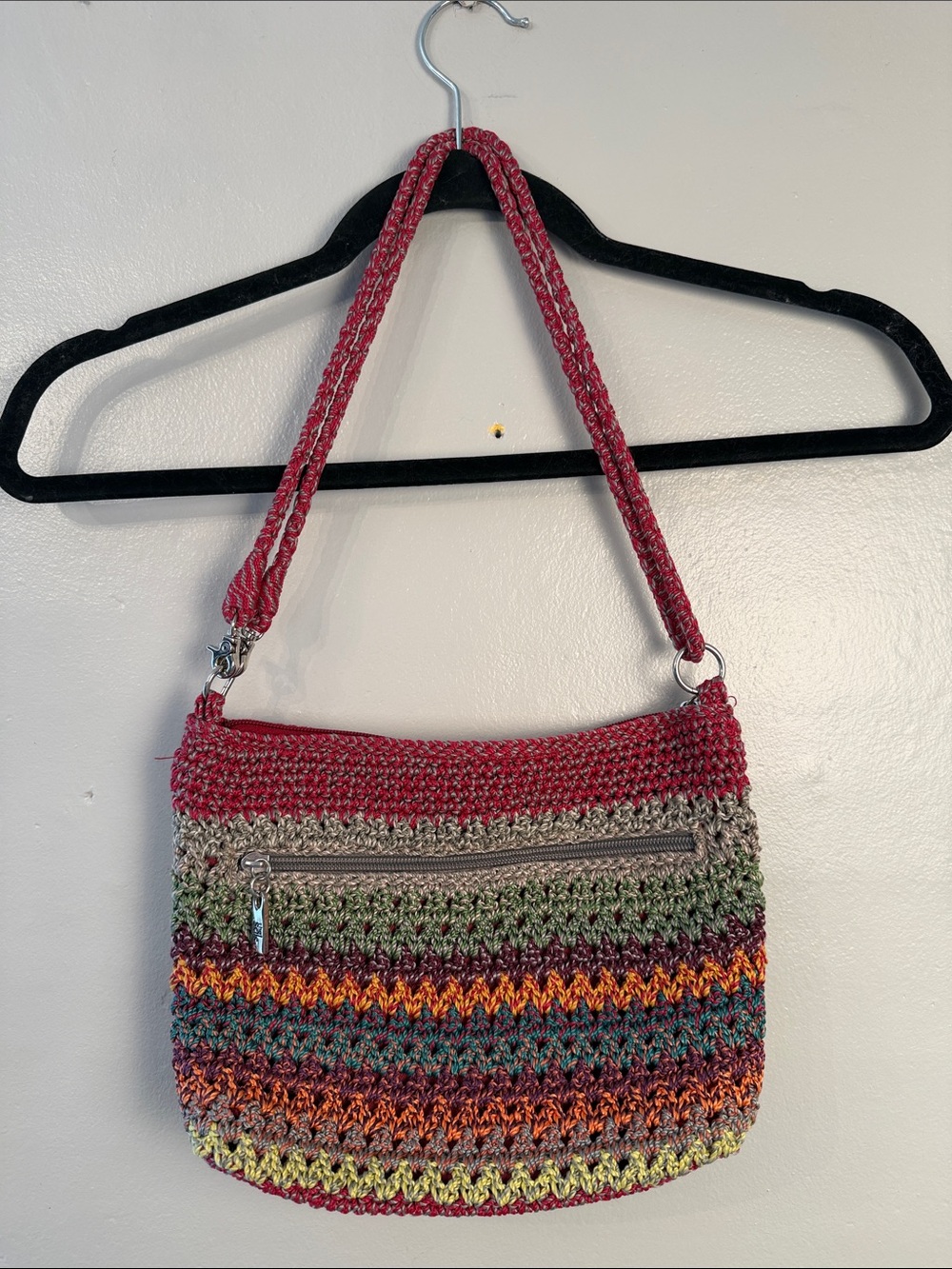 The Sak Colorful Rainbow Woven Crochet Bag